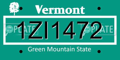 1ZI1472 Vermont License Plate