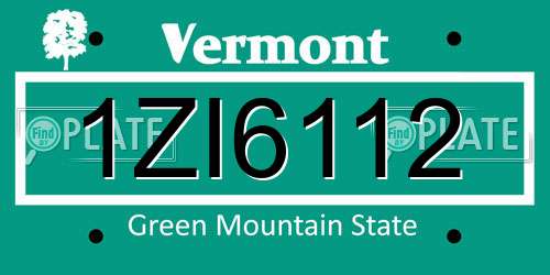 1ZI6112 Vermont License Plate
