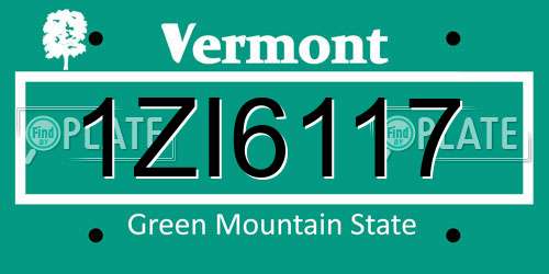 1ZI6117 Vermont License Plate