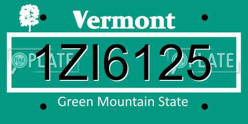 1ZI6125 Vermont License Plate