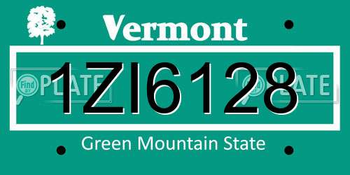1ZI6128 Vermont License Plate