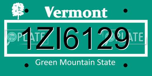 1ZI6129 Vermont License Plate