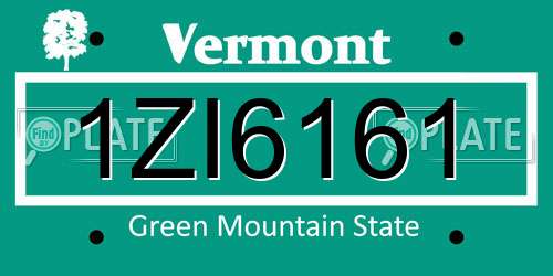 1ZI6161 Vermont License Plate