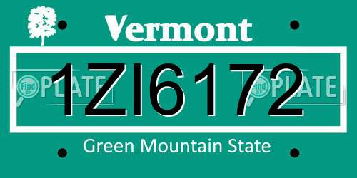 1ZI6172 Vermont License Plate