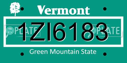 1ZI6183 Vermont License Plate