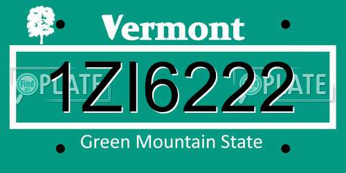1ZI6222 Vermont License Plate