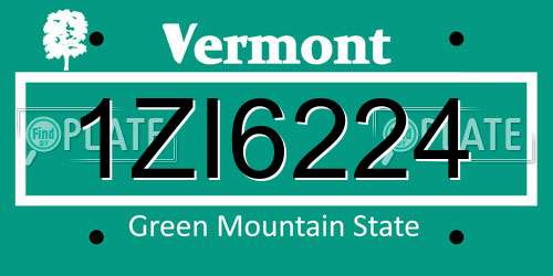 1ZI6224 Vermont License Plate