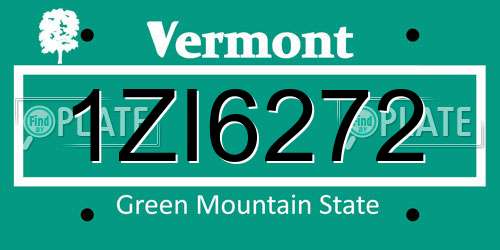1ZI6272 Vermont License Plate