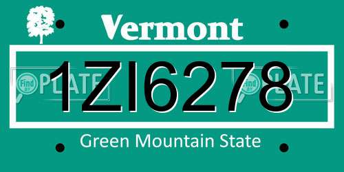 1ZI6278 Vermont License Plate