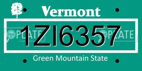 1ZI6357 Vermont License Plate
