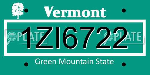 1ZI6722 Vermont License Plate