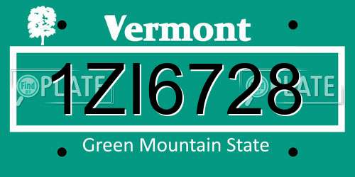 1ZI6728 Vermont License Plate