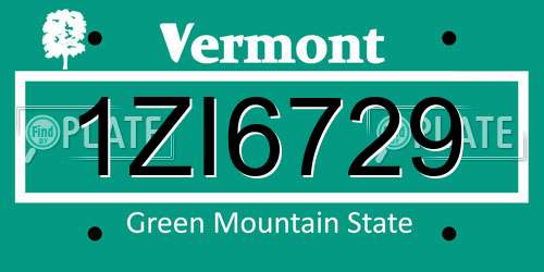 1ZI6729 Vermont License Plate