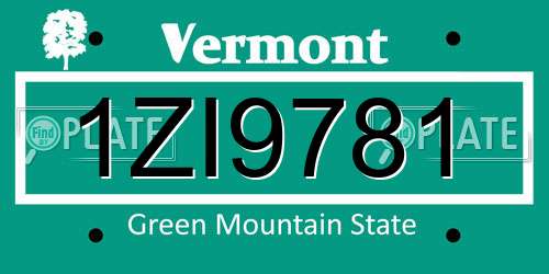 1ZI9781 Vermont License Plate
