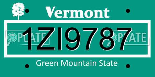 1ZI9787 Vermont License Plate