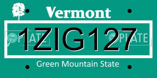 1ZIG127 Vermont License Plate