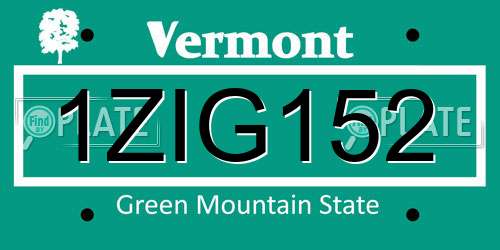 1ZIG152 Vermont License Plate