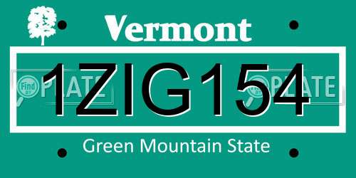 1ZIG154 Vermont License Plate