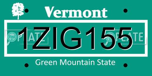 1ZIG155 Vermont License Plate