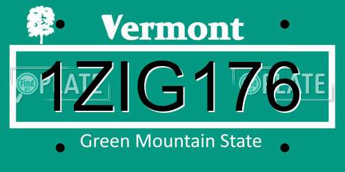 1ZIG176 Vermont License Plate