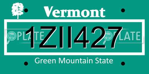 1ZII427 Vermont License Plate