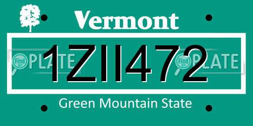 1ZII472 Vermont License Plate