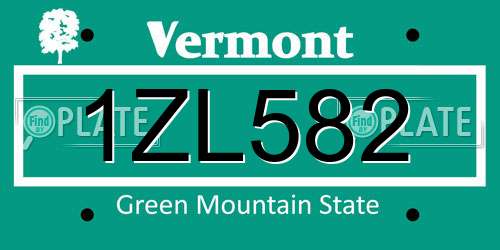 1ZL582 Vermont License Plate
