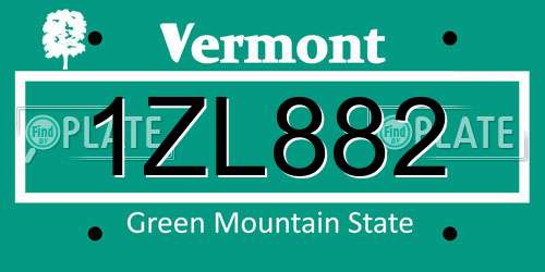 1ZL882 Vermont License Plate