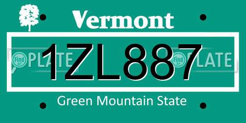 1ZL887 Vermont License Plate