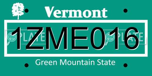 1ZME016 Vermont License Plate