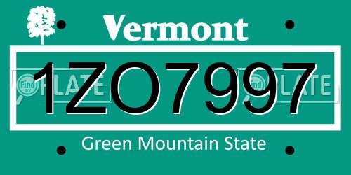 1ZO7997 Vermont License Plate