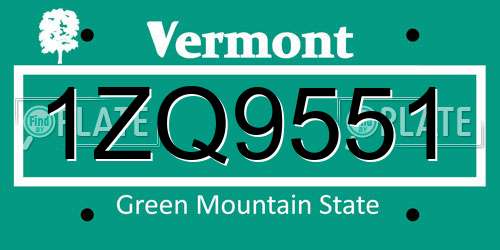 1ZQ9551 Vermont License Plate