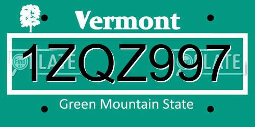 1ZQZ997 Vermont License Plate