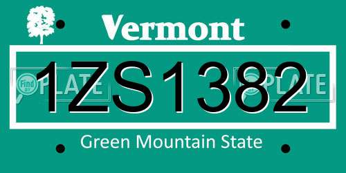 1ZS1382 Vermont License Plate