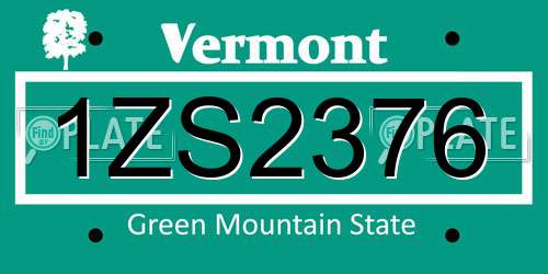 1ZS2376 Vermont License Plate