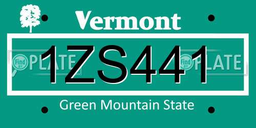 1ZS441 Vermont License Plate