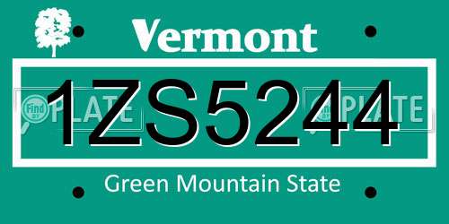 1ZS5244 Vermont License Plate