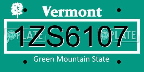 1ZS6107 Vermont License Plate