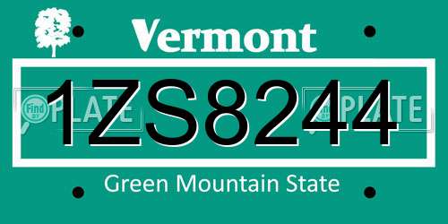 1ZS8244 Vermont License Plate