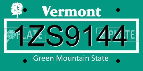 1ZS9144 Vermont License Plate