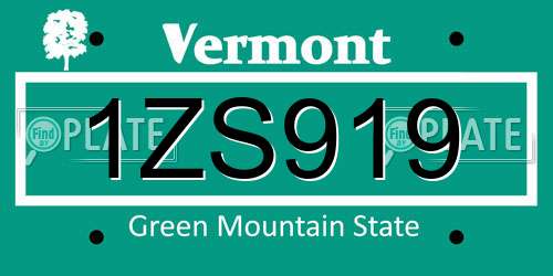 1ZS919 Vermont License Plate