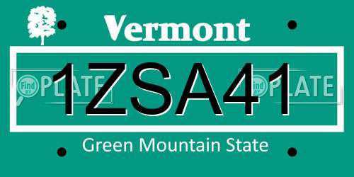 1ZSA41 Vermont License Plate