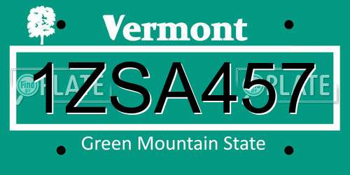 1ZSA457 Vermont License Plate
