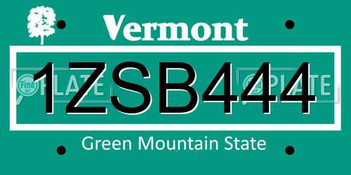 1ZSB444 Vermont License Plate