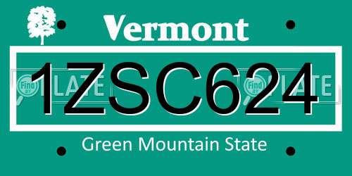 1ZSC624 Vermont License Plate