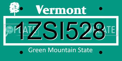 1ZSI528 Vermont License Plate