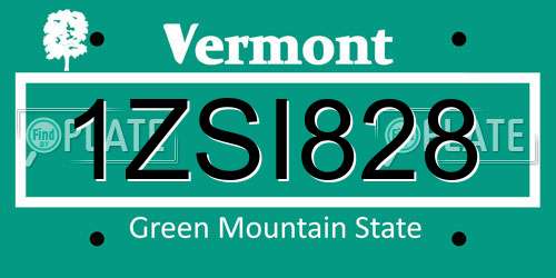 1ZSI828 Vermont License Plate