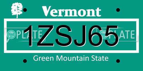 1ZSJ65 Vermont License Plate