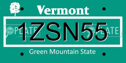 1ZSN55 Vermont License Plate