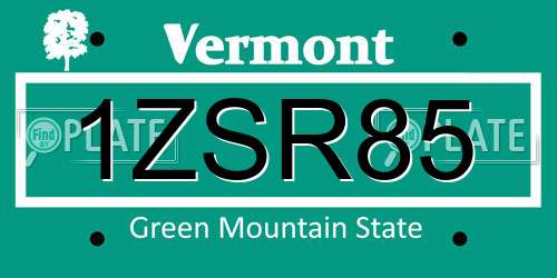 1ZSR85 Vermont License Plate